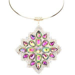 Oil Spill Stone Pendant Choker Necklace